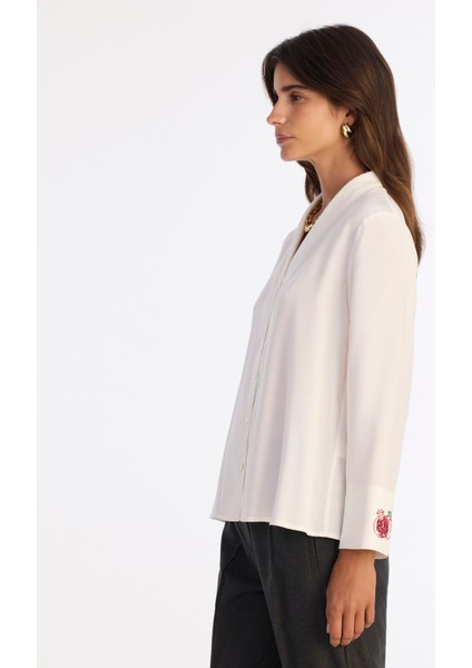 Geniş Şal Yaka Uzun Kol Gömlek