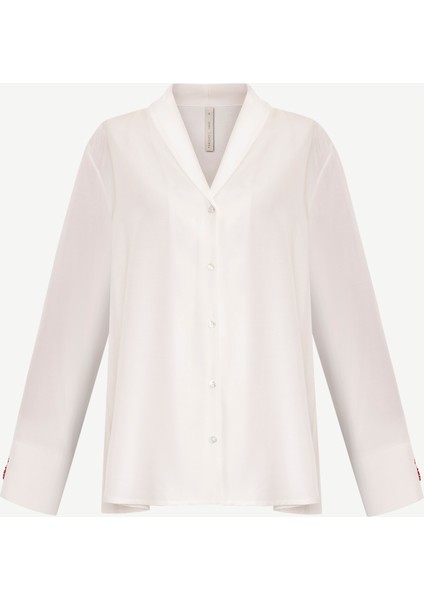 Geniş Şal Yaka Uzun Kol Gömlek