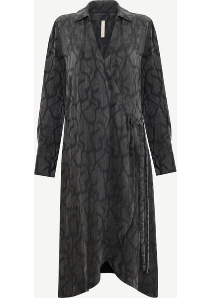 Dar Gömlek Yaka Uzun Kol Elbise