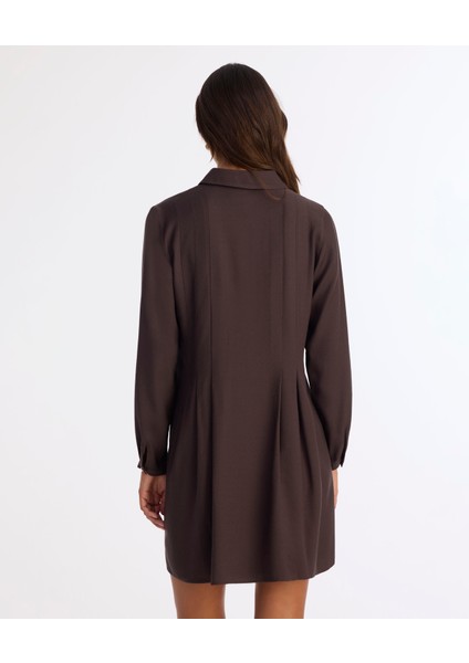 Bol Gömlek Yaka Uzun Kol Elbise