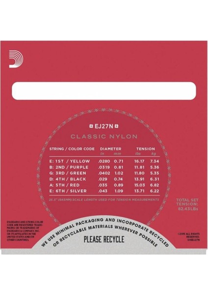 Klasik Gitar Teli-Pena Hediye EJ27N