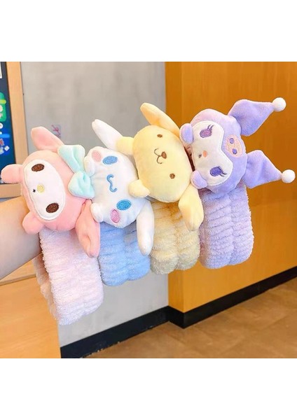 Moda Kawaii Cinnamoroll My Melody Kuromi Peluş Yay Kafa Bandı Sanrio Anime Sevimli Makyaj Yıkama Saç Halkası Saç Aksesuarları Hediyeler (Yurt Dışından)