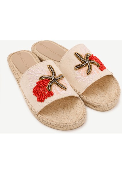 Boncuk Işlemeli Espadril Terlik