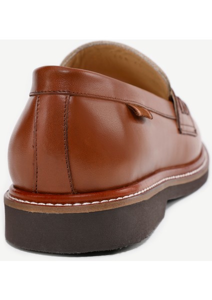 Kanvas Detaylı Deri Loafer