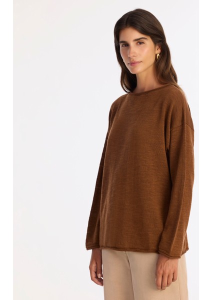 Geniş Yarım Balıkçı Yaka Uzun Kol Kazak