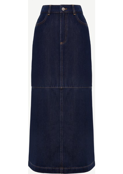 Yırtmaç Detaylı Denim Etek