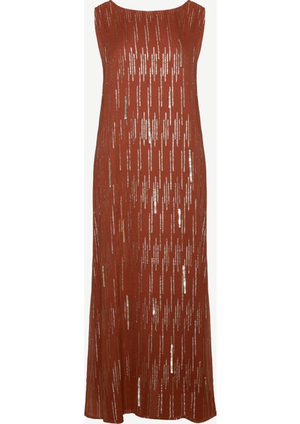 Kolsuz Sırt Bağlama Detaylı Midi Elbise