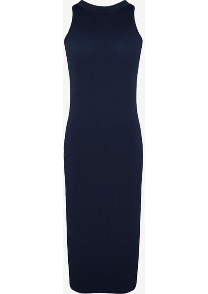 Bisiklet Yaka Kolsuz Triko Elbise