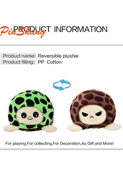 Pinshang 4 Inç Geri Dönüşümlü Karikatür Hayvan Peluş Çift Taraflı Çevirme Yumuşak Dolması Kaplumbağa Aslan Peluş Bebek Hediyeler Için Ev Dekor (Yurt Dışından)