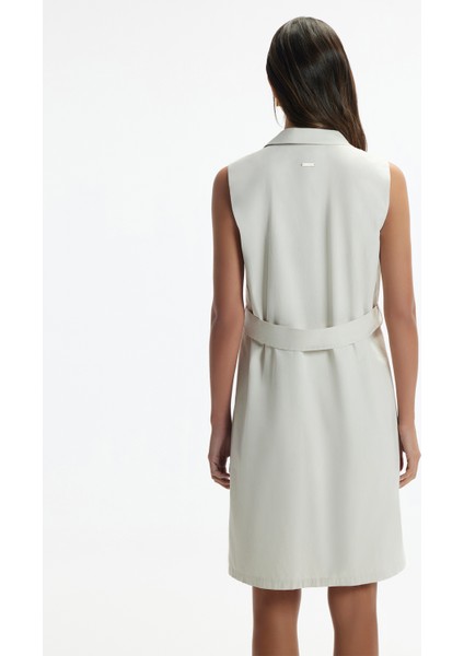 Cep Detaylı Kemerli Diz Üstü Elbise