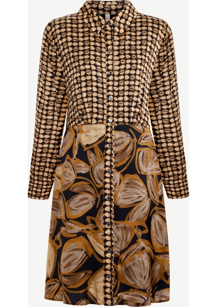 Düz Gömlek Yaka Uzun Kol Elbise