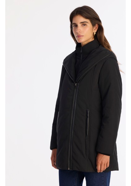 Regular Kapüşonlu Yaka Uzun Kol Pardösü