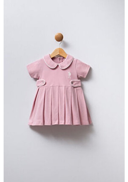 Kız Bebek Elbisesi Kolsuz Bebe Yaka Soft Pembe Şık Tasarım