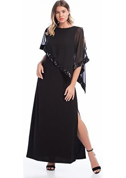 Kadın Bordo Payet İşli Abiye Elbise 65N14379