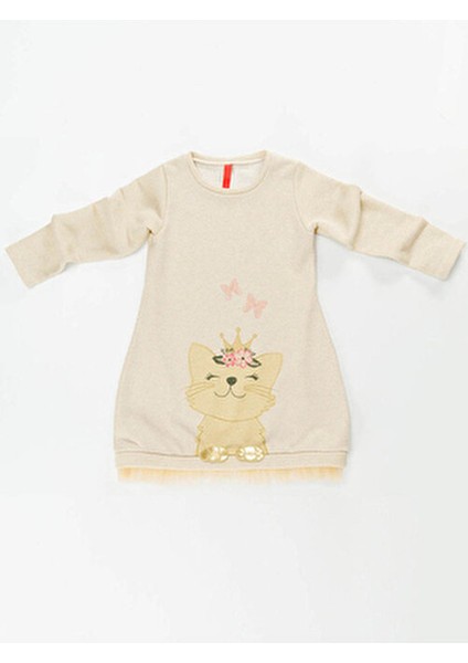 Kız Çocuk Cat Dream Elbise Günlük Stil Kısa Kesim Bisiklet Yaka modelleri