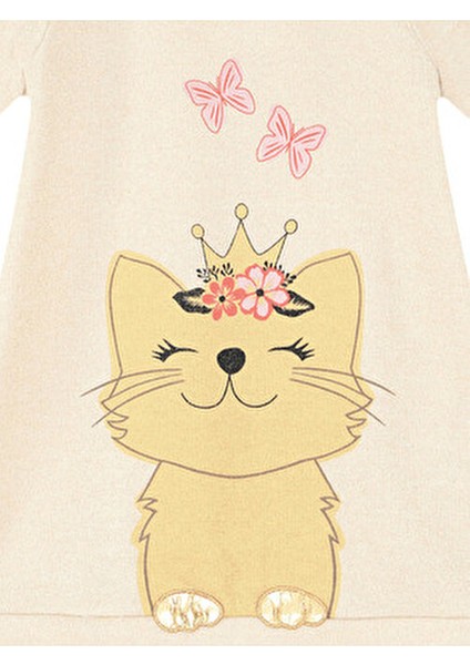 Kız Çocuk Cat Dream Elbise Günlük Stil Kısa Kesim Bisiklet Yaka indirimleri