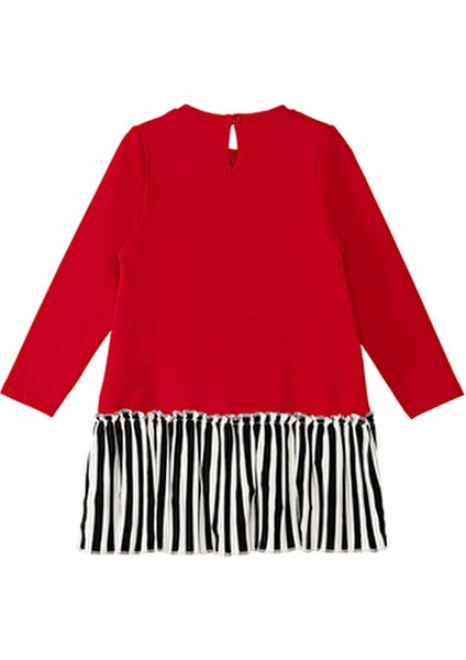 Kız Çocuk Elbisesi Meow Pow Kedi Baskılı Günlük Stil Kırmızı Renk fırsatları