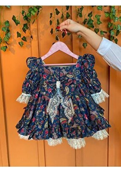 Bertuğ Kız Çocuk Midi Abiye Elbise Uzun Kollu Dantel Detaylı Özel Günler İçin fiyatları