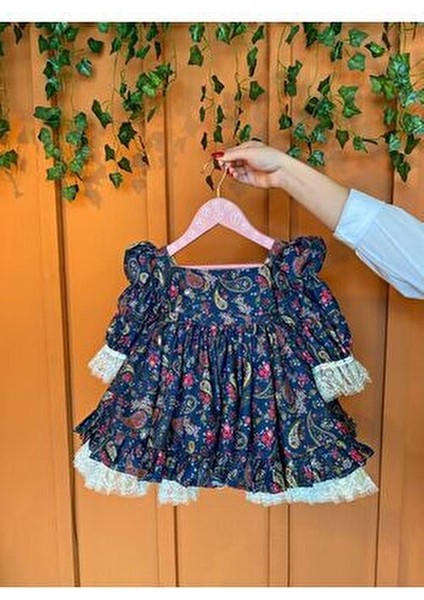 Bertuğ Kız Çocuk Midi Abiye Elbise Uzun Kollu Dantel Detaylı Özel Günler İçin modelleri