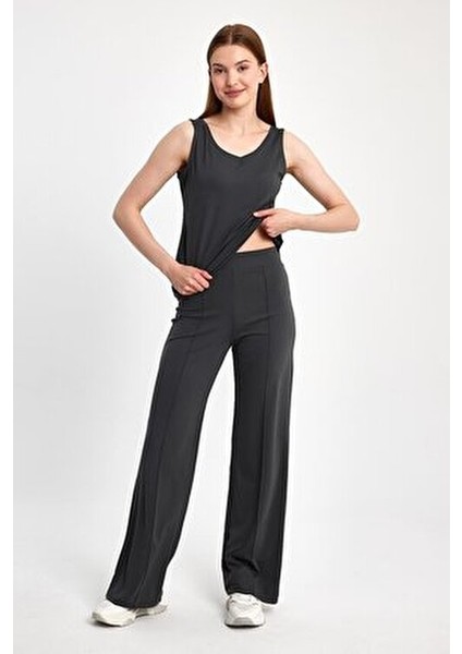 Kadın V Yaka Kolsuz Tank Elbise Klasik Stil Özel Günler İçin Siyah modelleri