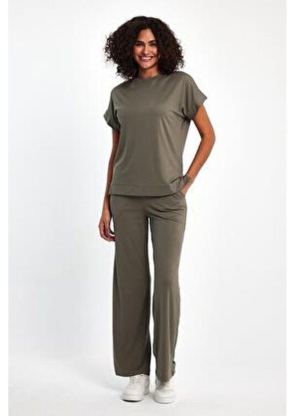 Kadın Bisiklet Yaka Sweat İkili Takım Rahat Silüet ile Günlük Kullanım İçin