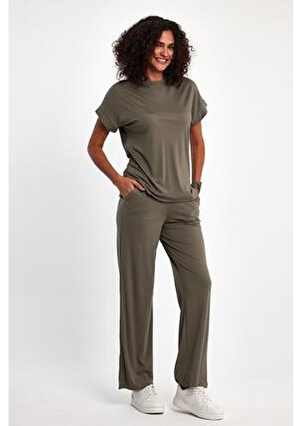 Kadın Bisiklet Yaka Sweat İkili Takım Rahat Silüet ile Günlük Kullanım İçin modelleri