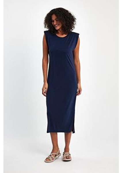 Kadın Omzu Vatkalı Modal Elbise Şık Silüet ile Özel Günler İçin Tasarlandı modelleri