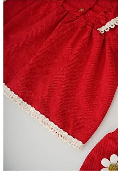 Kız Bebek Uzun Kol Elbise Papatya Desenli Çantalı Şık Tasarım fırsatları