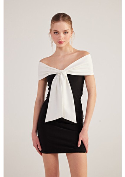 Mini Elbise Carmen Yaka Klasik Bodycon Tarzı Özel Günler İçin Siyah fiyatları