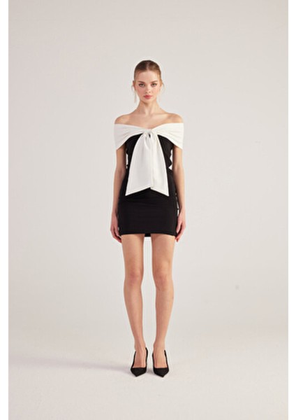 Mini Elbise Carmen Yaka Klasik Bodycon Tarzı Özel Günler İçin Siyah modelleri