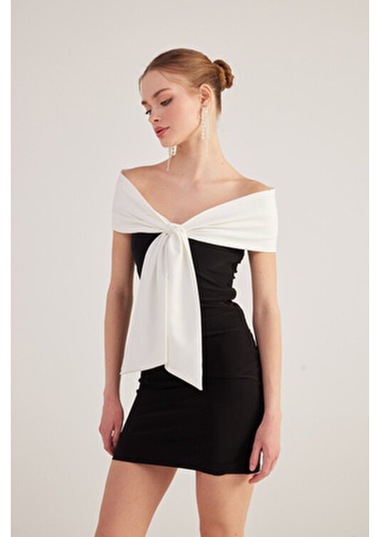 Mini Elbise Carmen Yaka Klasik Bodycon Tarzı Özel Günler İçin Siyah fırsatları