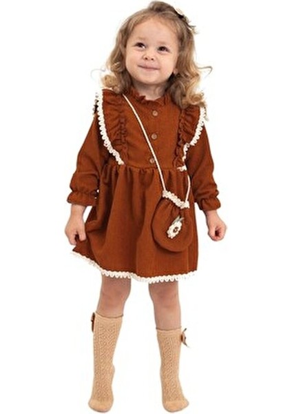 Kız Çocuk Uzun Kol Elbise Papatya Deseniyle Özel Günler İçin Tasarlandı