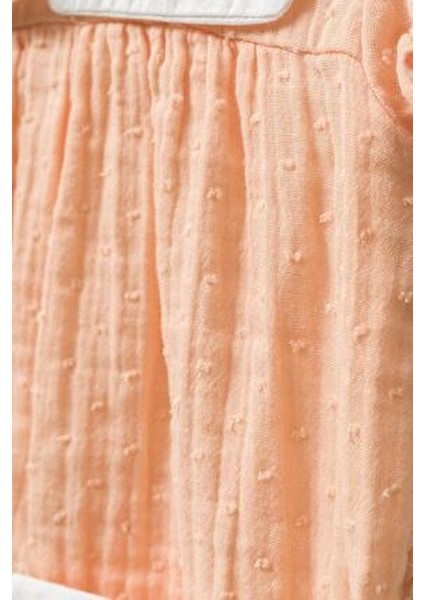 Kız Çocuk Elbisesi Yakalı Kolu Büzgülü Çantalı 9-24 Ay İçin Şık Tasarım