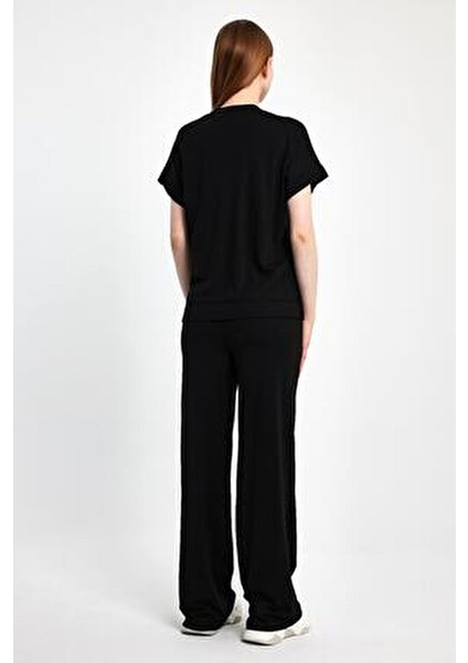 Kadın İkili Takım Düz Desenli Rahat Silüet Günlük Stil İçin Tasarlandı indirimleri