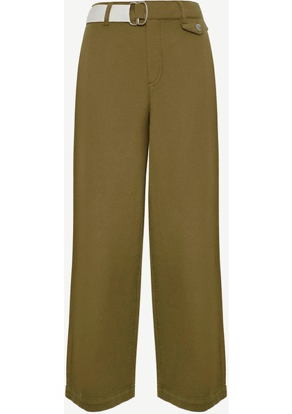 Kemer Detaylı Normal Bel Geniş Paça Denim Pantolon