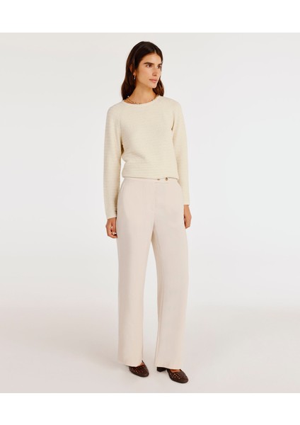Kruvaze Kapamalı Düz Kesim Pantolon