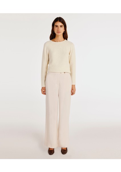 Kruvaze Kapamalı Düz Kesim Pantolon