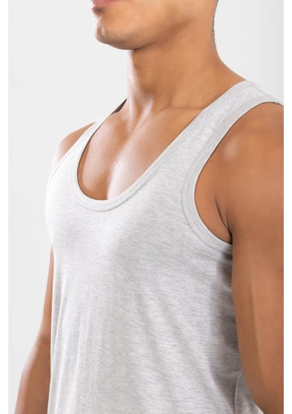 Erkek Pamuklu Klasik Regular Düz Atlet Gri Melanj indirimleri