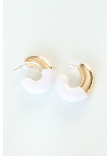 CCB Beyaz Gold Çift Renk Küpe - TJ-BKP8874 fırsatları