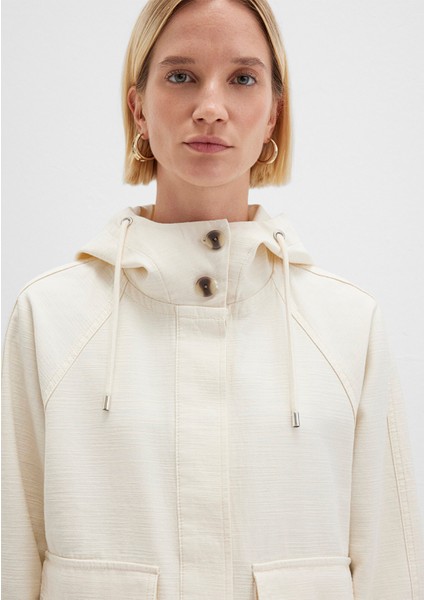 Kapüşonlu Ekru Ceket 1110625-89513