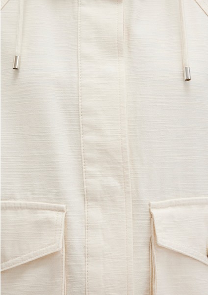 Kapüşonlu Ekru Ceket 1110625-89513