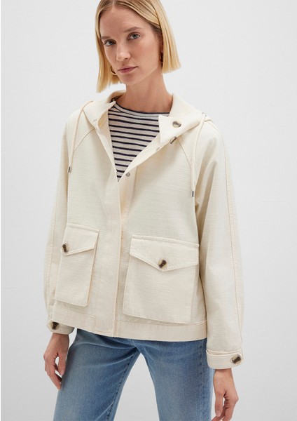 Kapüşonlu Ekru Ceket 1110625-89513