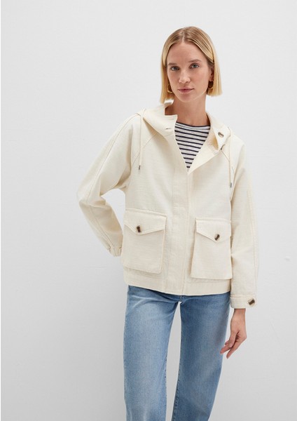 Kapüşonlu Ekru Ceket 1110625-89513