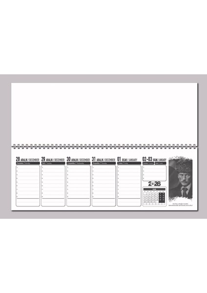 53 Yp. Haftalık Takvim 15X45 cm Atatürk Masa Sümeni. Atatürk'ün Farklı Söz ve RESIMLERI-2026 fiyatları