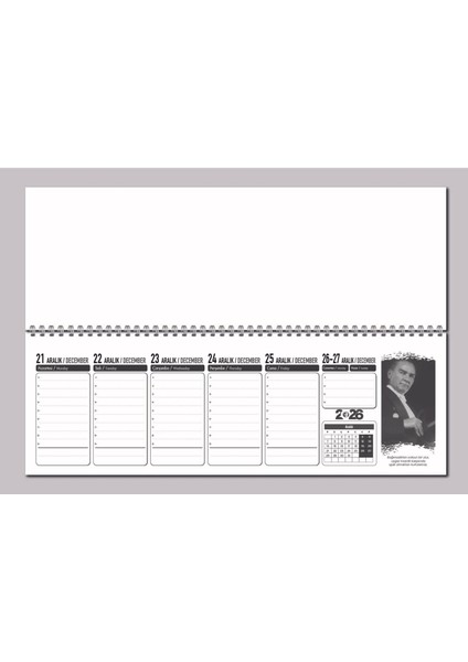 53 Yp. Haftalık Takvim 15X45 cm Atatürk Masa Sümeni. Atatürk'ün Farklı Söz ve RESIMLERI-2026 indirimleri