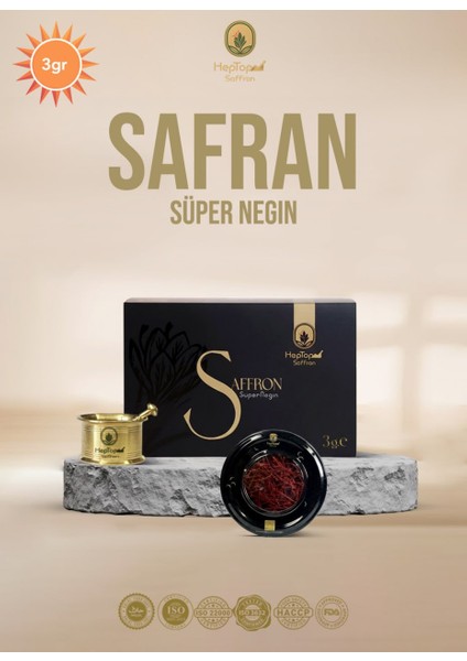 Organik İran Safranı 3 gr Süper Negin + 1 Havan