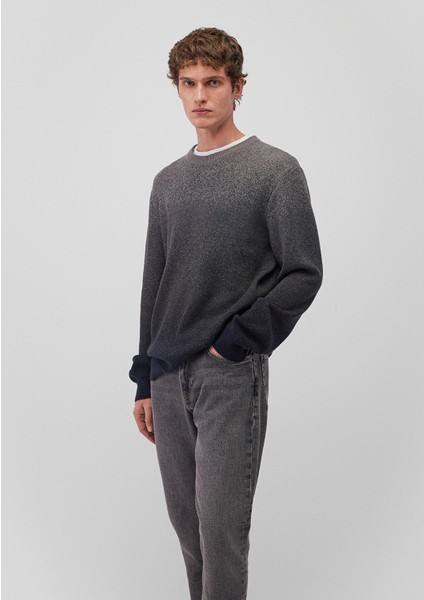 Bisiklet Yaka Gri Kazak 070779-34686