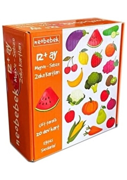 Meyve Sebze Zeka Kartları Erken Gelişim İçin Eğitici 20 Kart Seti 2-4 Yaş indirimleri
