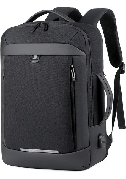 17 Inç Iş Dizüstü Bilgisayar Sırt Çantası Su Geçirmez Not Defteri Erkekler Okulu Kitap Çantası Genişletilebilir Çok Fonksiyonlu USB Şarj Erkek Backpackscolor: Siyah Naylon (Yurt Dışından)