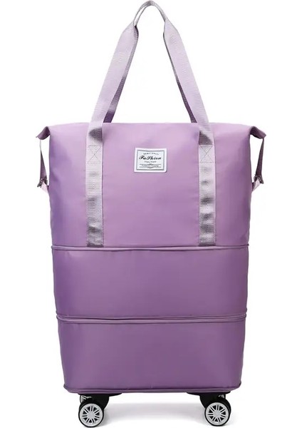 Oxford Bezi Büyük Kapasite Seyahat Çantası Kuru Islak Ayırma Depolama Iş Seyahat Bagaj Çantası Çıkarılabilir Evrensel Tekerlek Renk: Mor (Yurt Dışından)